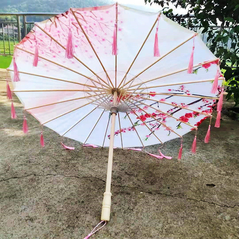 古风流苏绸布伞防雨古代汉服舞蹈伞装饰道具走秀演出跳舞油纸伞