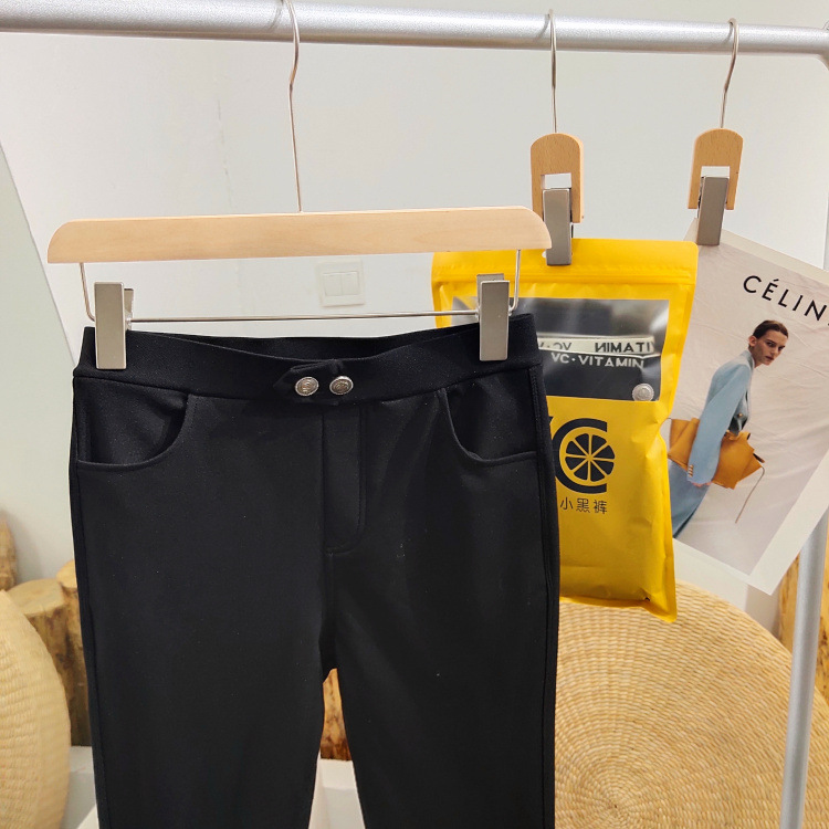 vc裤魔术打底裤女外穿春秋夏新款弹力高腰显瘦黑色小脚薄款黑裤子