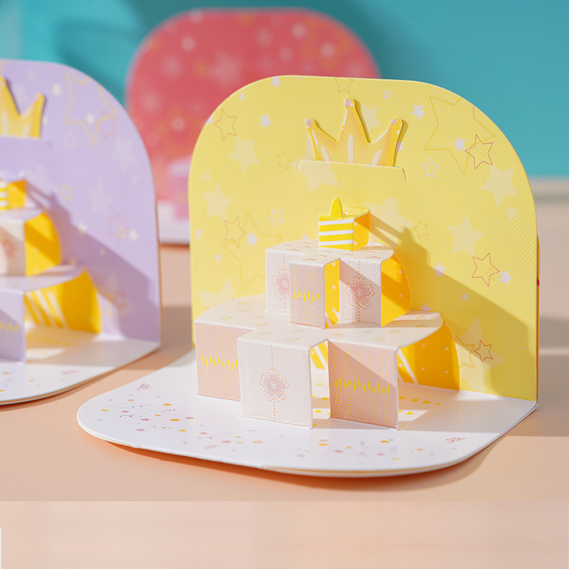3d生日贺卡儿童创意生日快乐节日礼物新款简约祝福感恩立体小卡片
