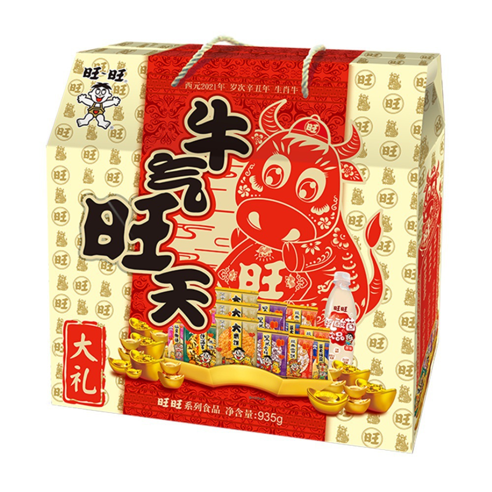 旺旺大礼包935g礼盒零食品雪饼仙贝整箱实惠装过年货送礼休闲批发
