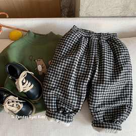 波拉童装男童加绒加厚裤子冬季棉裤外穿2025新款儿童夹棉保暖长裤