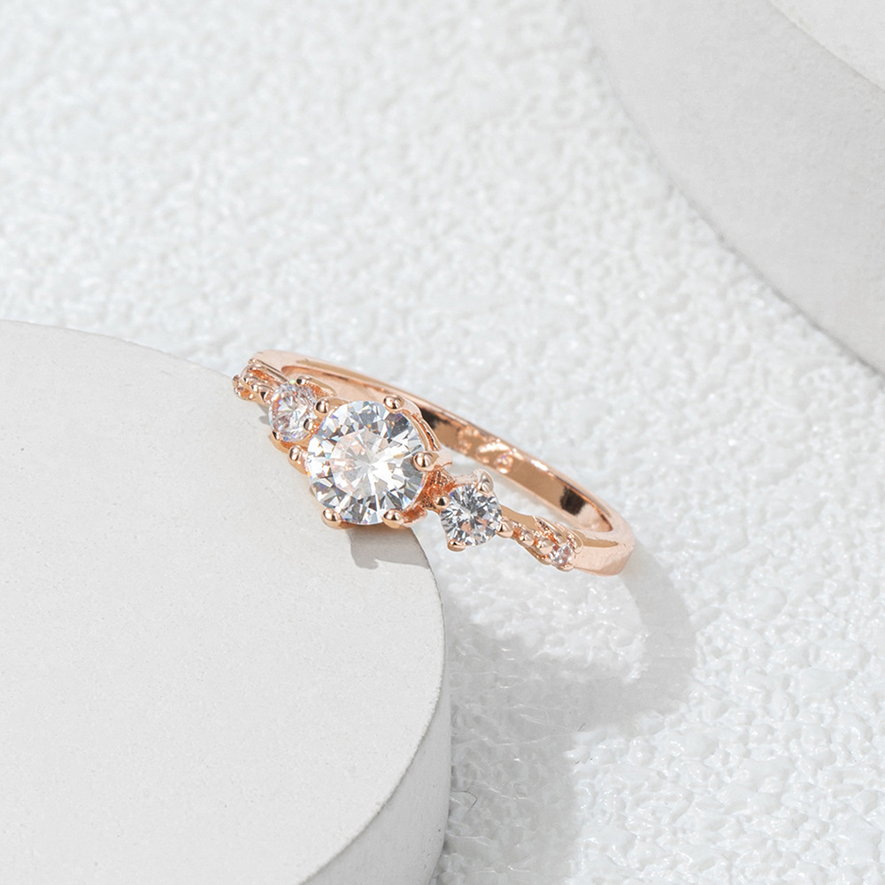 亚马逊wish热卖5颗小碎钻戒指欧美简约微镶细款钻戒跨境代发饰品