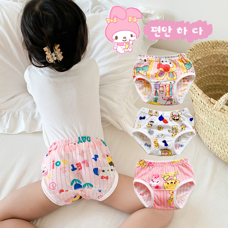 秋季新4条装包邮女童全棉卡通三角内裤女宝宝无痕内档呼吸棉短裤