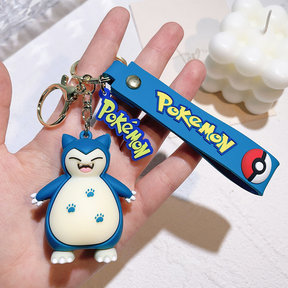 Creative Cute Pikachu Keychain Yibu Pendant Snorlax Cartoon PVC Figurine Car Accessories Key Chain