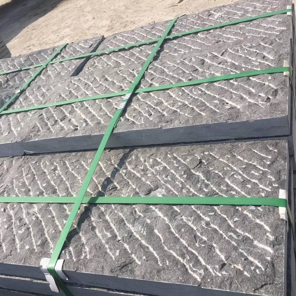 黑灰色自然手工青石垒墙石景观挡墙砌墙块石护坡毛石条石