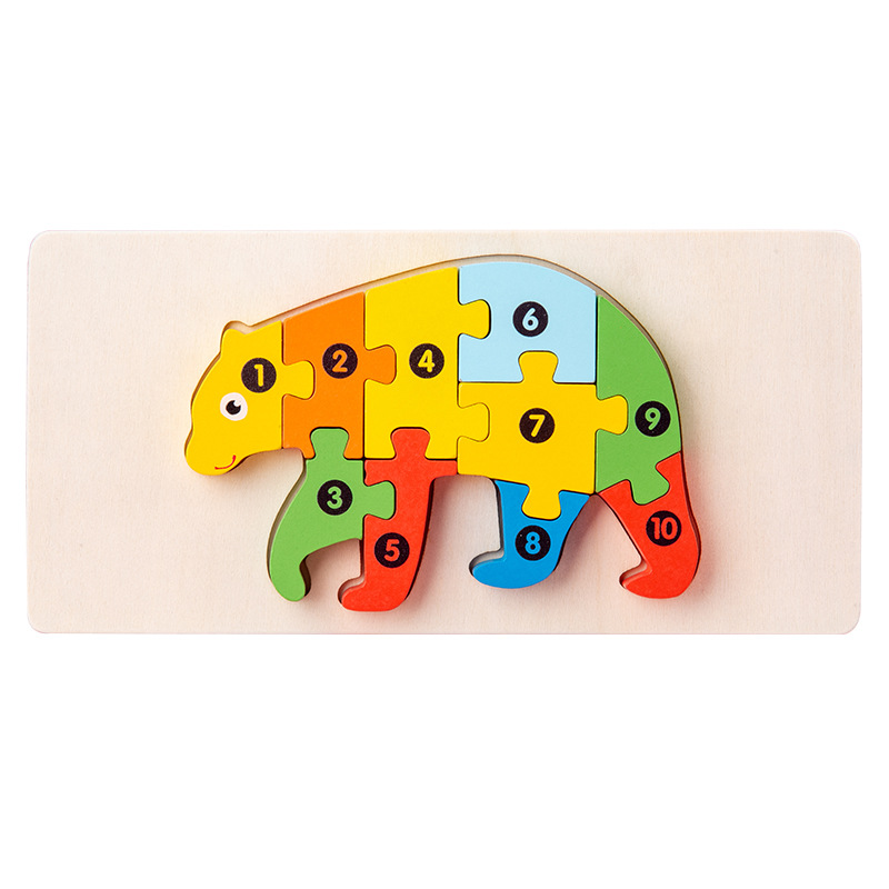 Wooden Early Education Perception Children's Educational Toys Wooden Animal Traffic Shape Matching 3D 3D Puzzle Model Wholesale