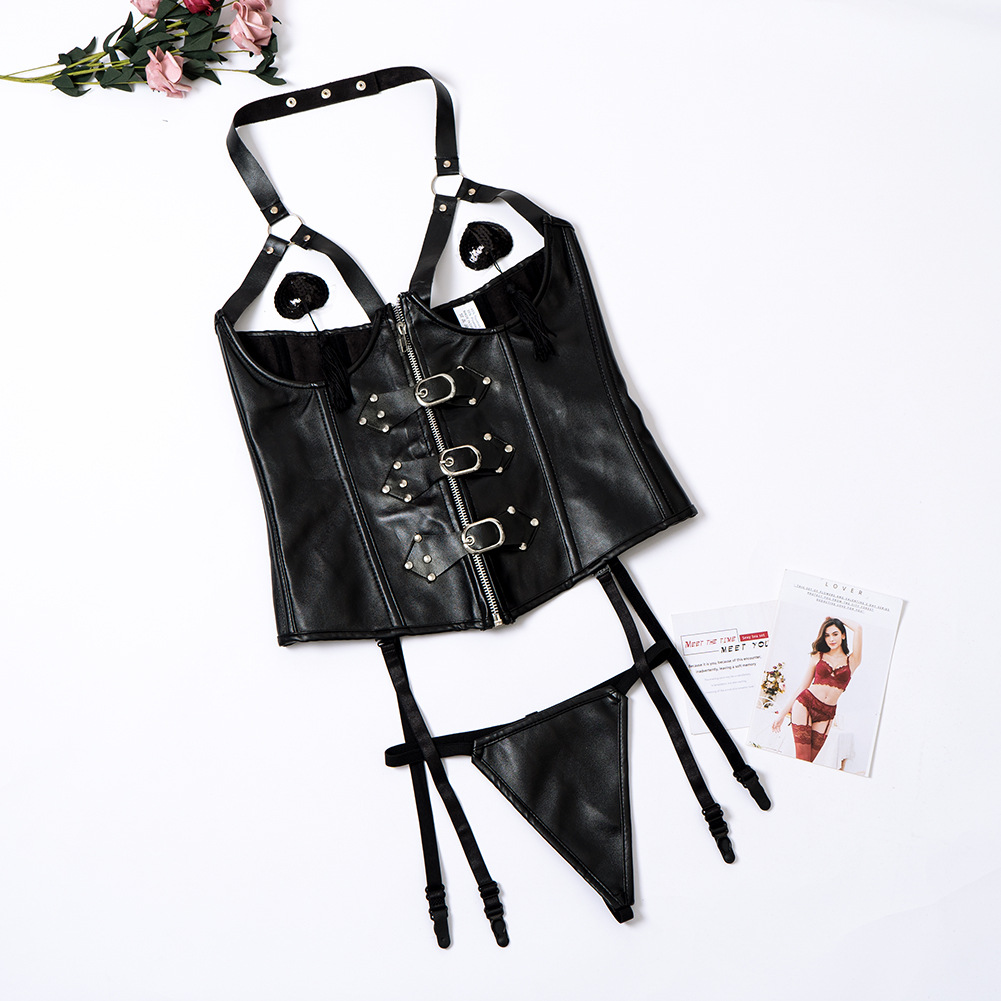 varsbaby 情趣皮衣紧身连体包臀皮革漆皮 制服夜店演出马甲酷诱惑