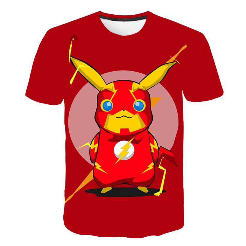 3d皮卡丘短袖t恤男夏季薄款圆领宽松卡通情侣3d印花半袖体恤衫潮