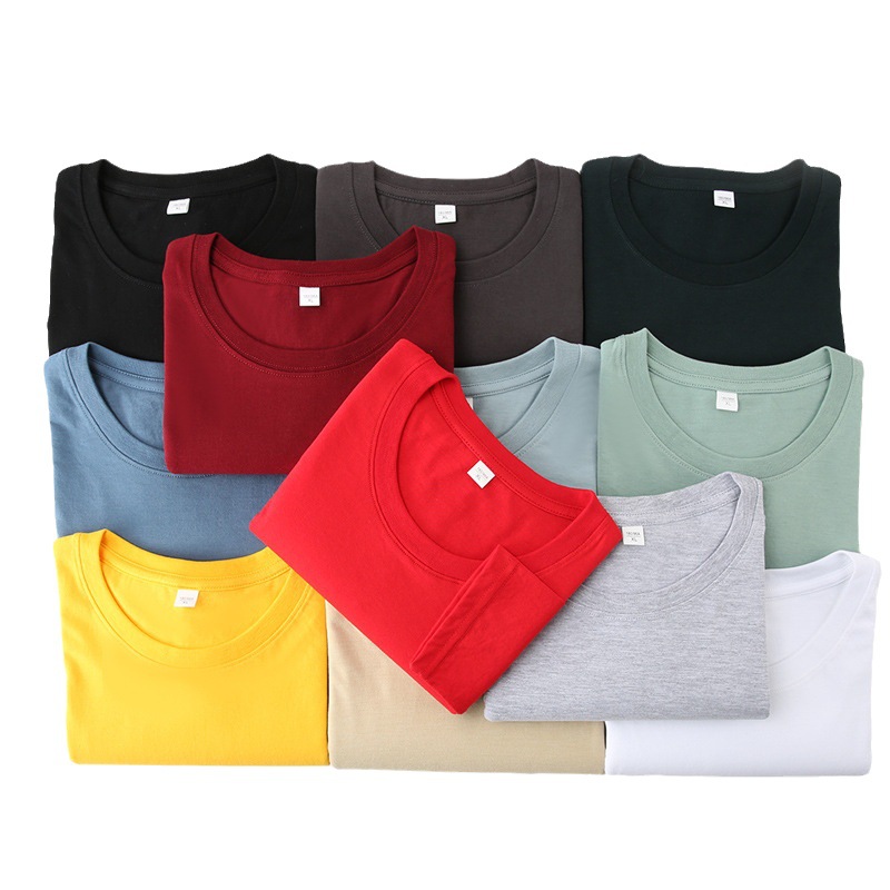 Long Sleeve T-shirt Men's Solid Color Combed Cotton round Neck Bottoming Shirt Spring and Autumn Large Size T-shirt Thin Sweater Factory Wholesale