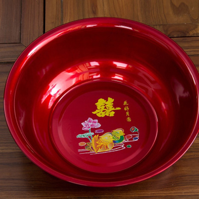 红盆喜盆结婚脸盆庆用品不锈钢瓷红盆洗漱红盆女方陪嫁妆洗脸盆