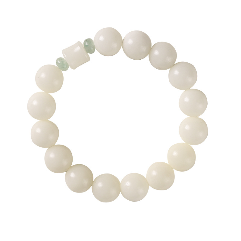 Original Ecology White Jade Bodhi Artistic and Ancient Style Single Circle Bracelet DIY Fresh and Refined Women's Collectables-Autograph Rosary Plate Bracelet