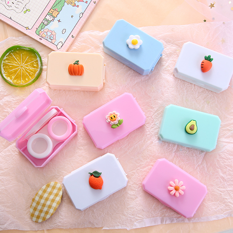 New Cartoon Myopia Contact Lens Case Cute Ins Contact Lens Case Portable Mini Cosmetic Contact Lenses Storage Box Couple Box