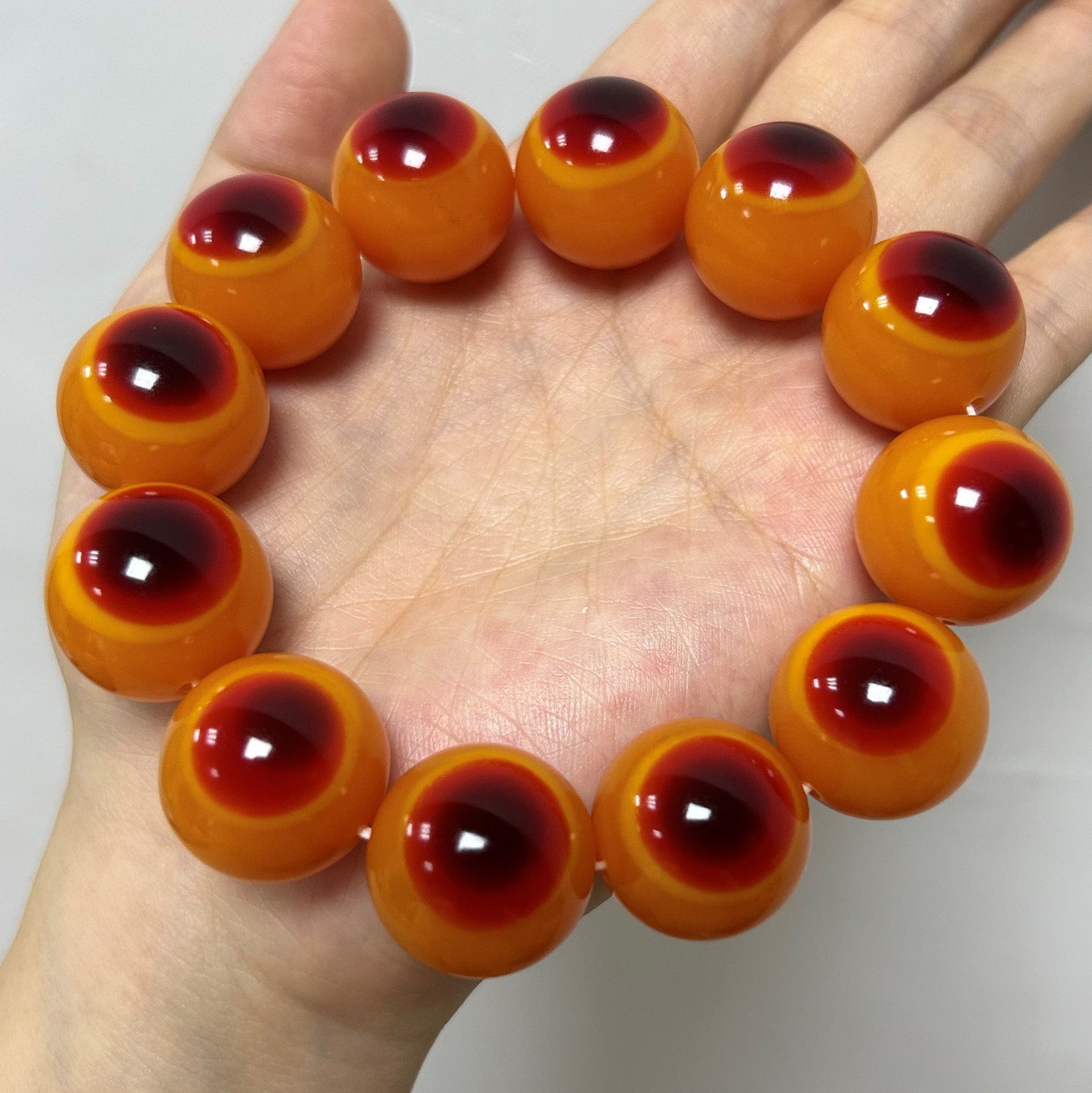 0成交4包仿鹤顶红手串仿鸟头正圆手链文玩念珠直径2.0--1.