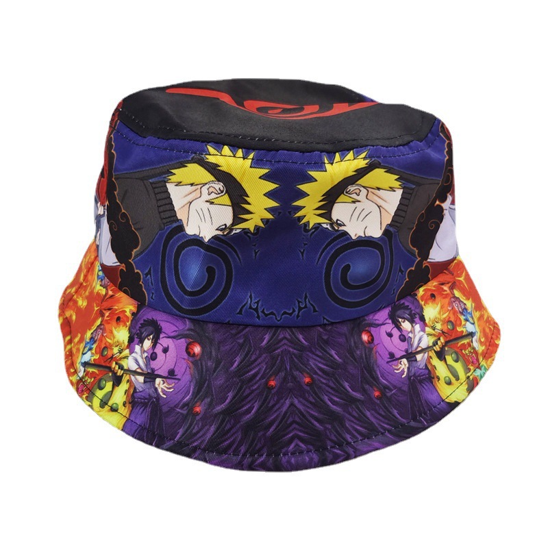 Cross-Border Japanese Cartoon Anime Naruto Printing Bucket Hat Men and Women Bucket Hat Outdoor Sun Protection Sun Hat