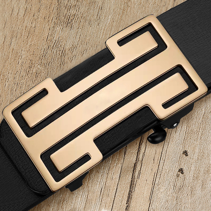 Belt Men's Fashion All-Matching Toothless Automatic Buckle Belt Trendy Unique Men's Cowhide Inner Wear Pant Belt Men's Fashion