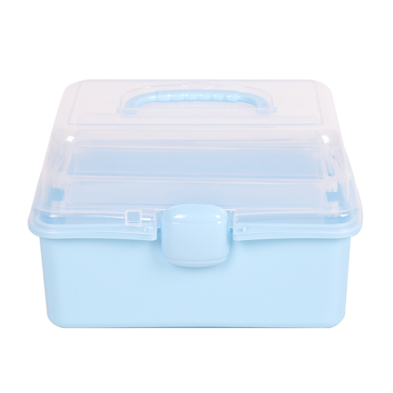 Small Size Three-Layer Folding Container Thickened Household Portable Medicine Box Student Stationery Sundries Desktop Stickers Storage Box