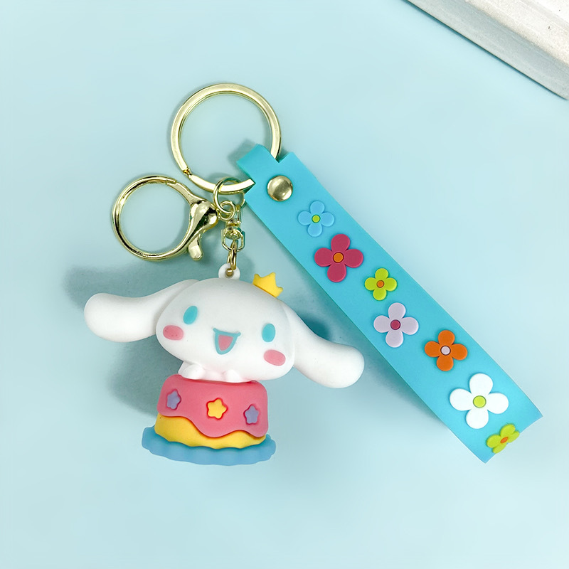 Creative Cartoon Crossdressing Big Ear Dog Keychain Cute Party Cinnamoroll Babycinnamoroll Key Chain Men and Women Handbag Pendant Wholesale