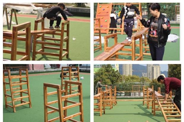 幼儿园户外玩具碳化实木组合安吉游戏爬梯攀爬架感统训练 平衡板