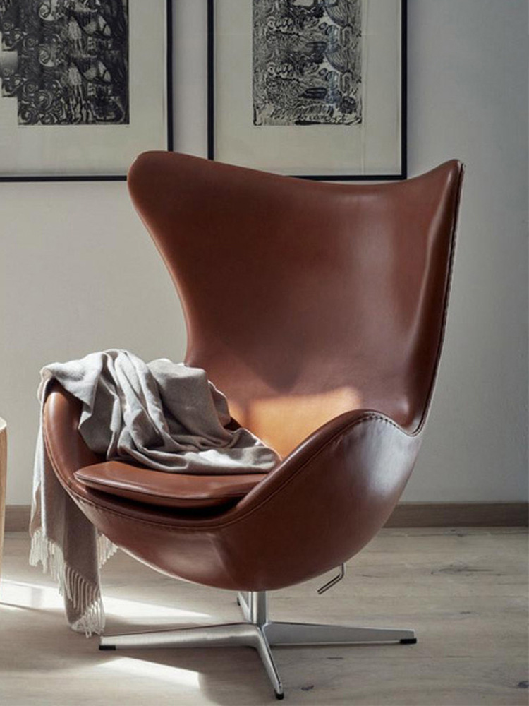 鸡蛋椅北欧休闲椅单人沙发椅现代简约设计师ins轻奢蛋椅仿制真皮