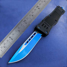 户外刀黑色柄蓝刃小刀野营求生刀高硬度战术匕首口袋刀跨境外贸刀