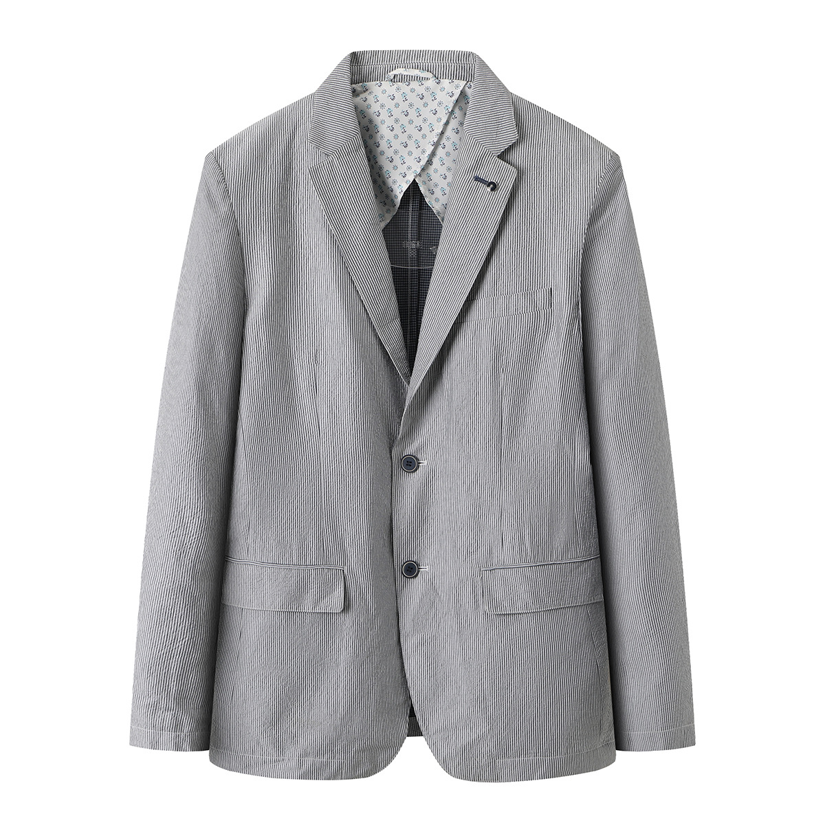 品牌剪标春夏季男装新款西装领两粒单排扣轻薄条纹休闲单西a1n047