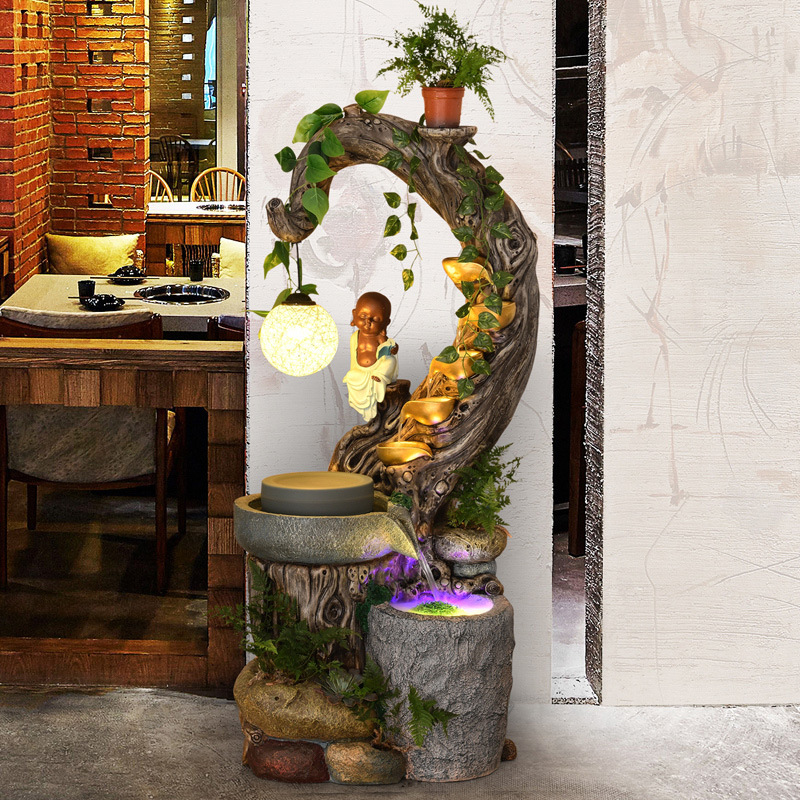 新中式田园流水喷泉水景摆件落地客厅室内家居花园餐厅创意装饰品