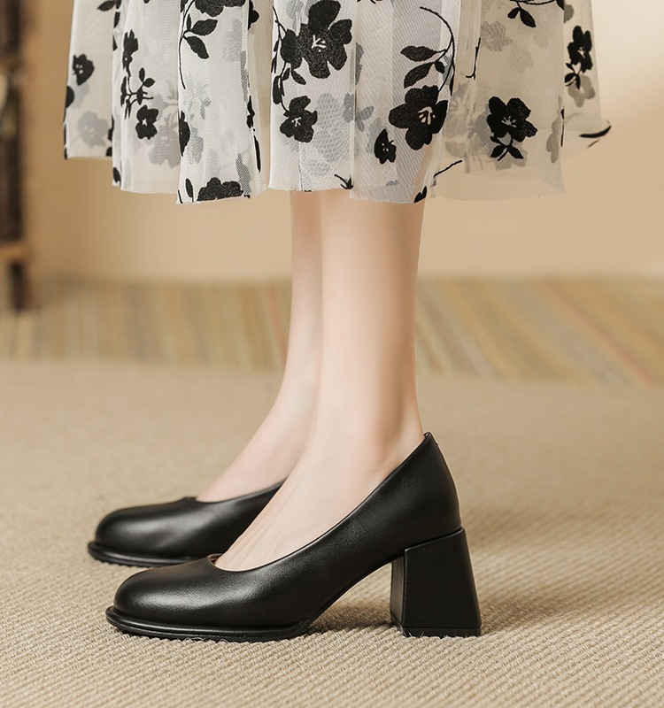 公务员面试女鞋黑色高跟鞋女2024新款夏季正装皮鞋职业工作鞋单鞋