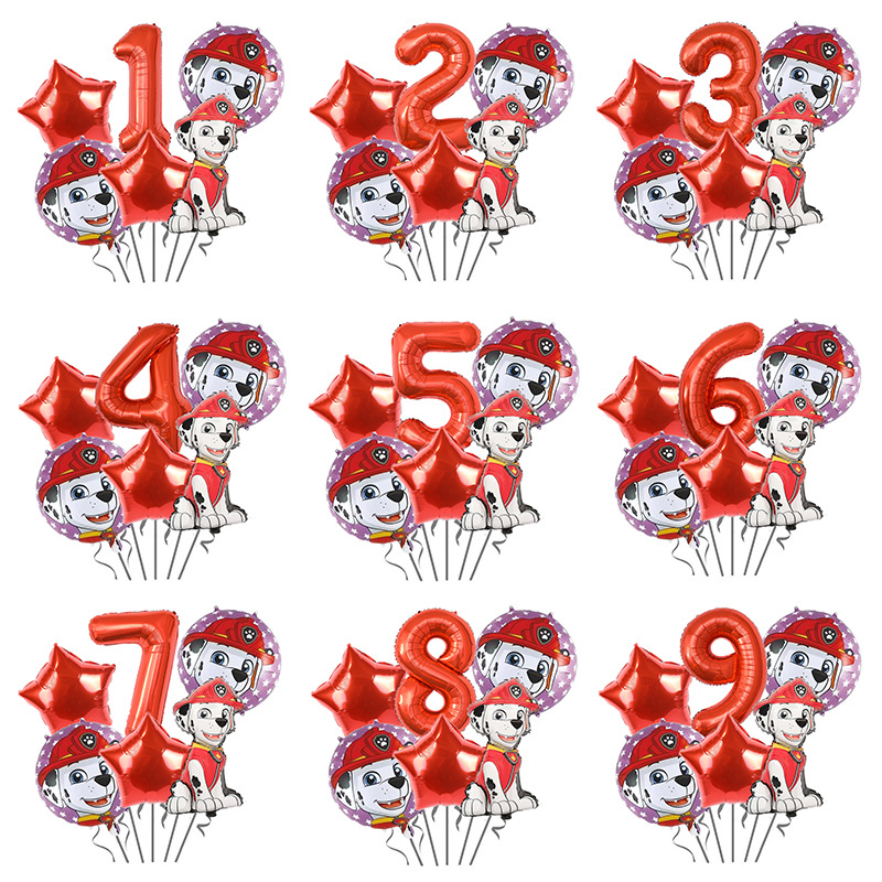 Children's Cartoon Wangwang Team Digital Package Birthday Party Background Decoration Aluminum Film Balloon Banquet Stage Decoration