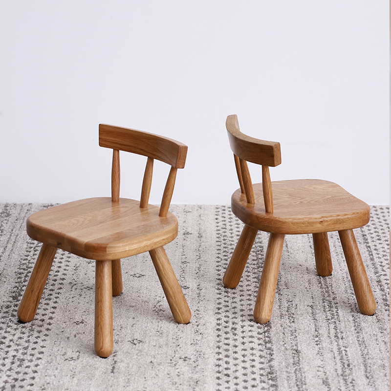 管木匠白橡木实木凳儿童小椅子凳子可爱卡通靠背童年小凳子
