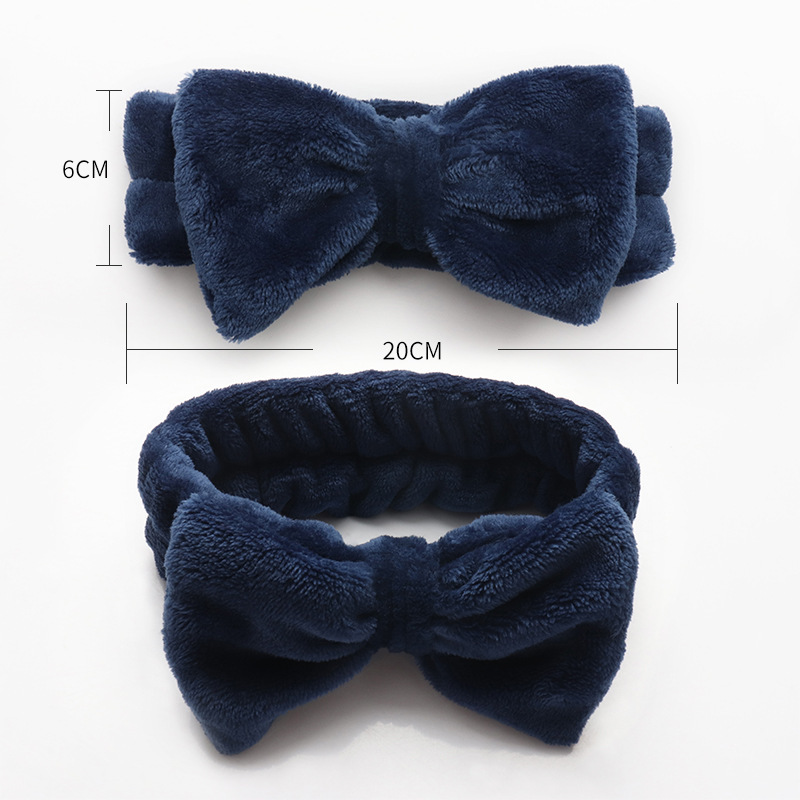 Simple Solid Color Coral Fleece Bow Hair Band Plush Headband Women's Makeup Remover Washing Face Hair Band Beauty Elastic Hair Accessories