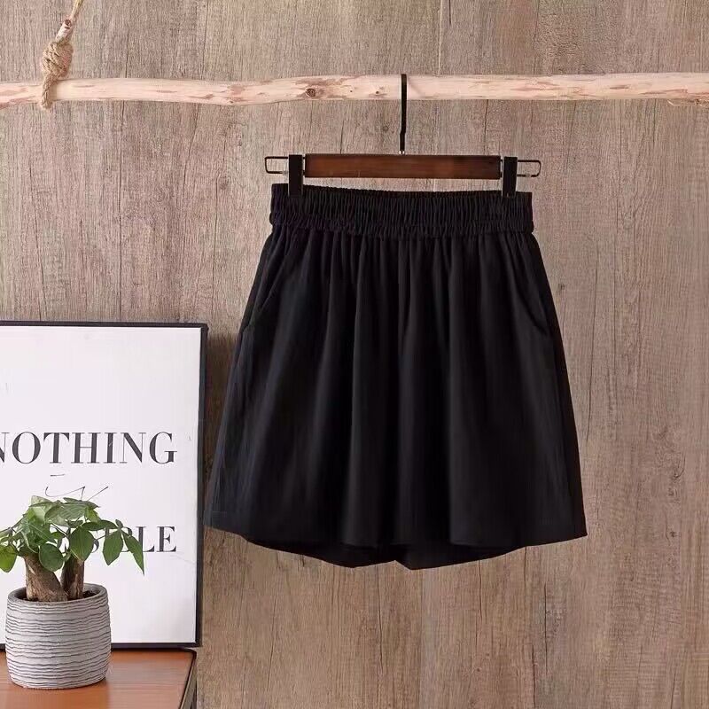 Asian Cotton Wide-Leg Shorts Solid Color Summer Women's Clothing New Three-Point Casual Pants Women's Cotton and Linen Baggy Pants Women's Thin Fashion