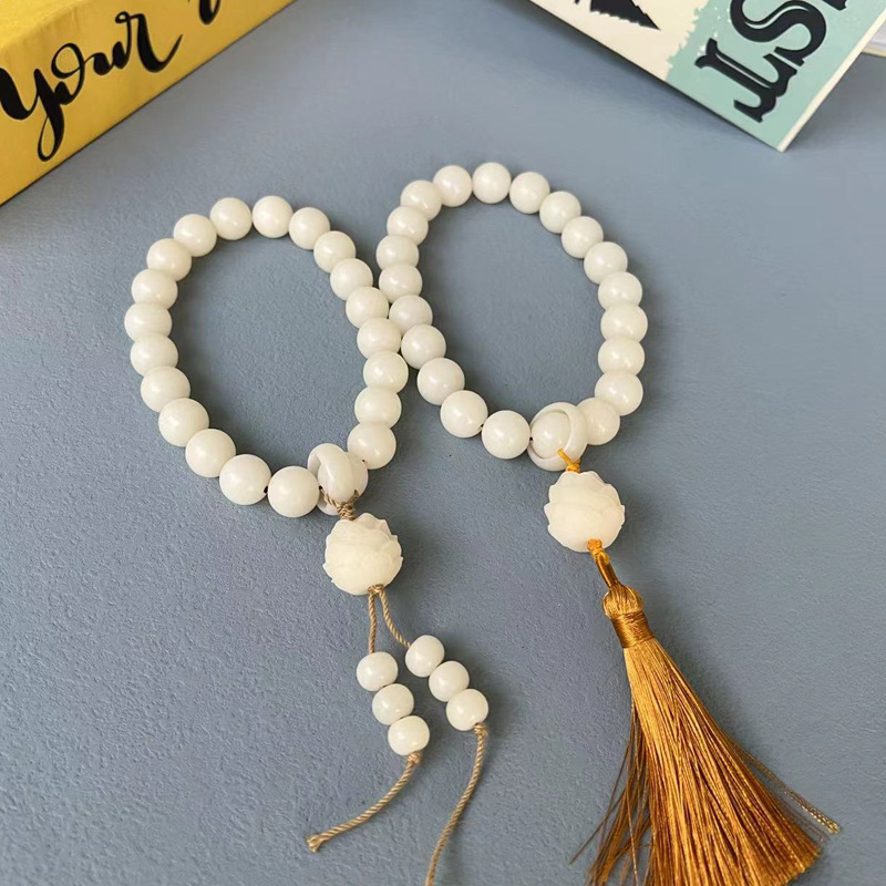 绿幽灵菩提根雕刻阿呆宝宝佛珠手串白玉风化黄菩提根尸陀林主配饰