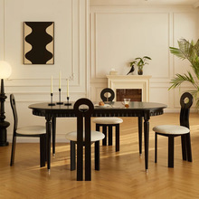 实木椭圆形餐桌椅组合小户型带抽屉桌子家用饭桌法式复古橡木餐桌