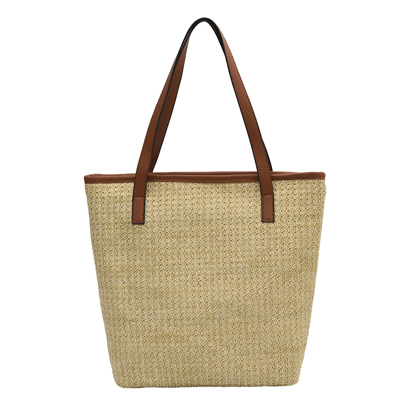 Woven Tote Bag Women's Summer 2022 New Fashion Simple Portable Shoulder Large Capacity Shopping Bag Shopping Basket Bag