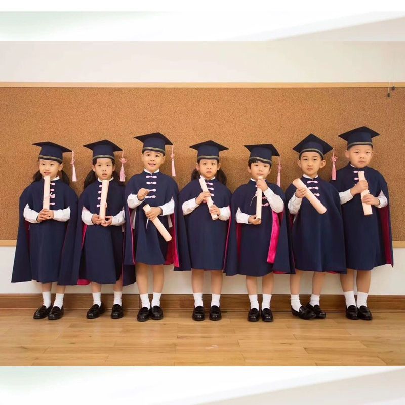 儿童博士服小学生幼儿园学士服毕业袍演出服班服毕业照服装礼服夏