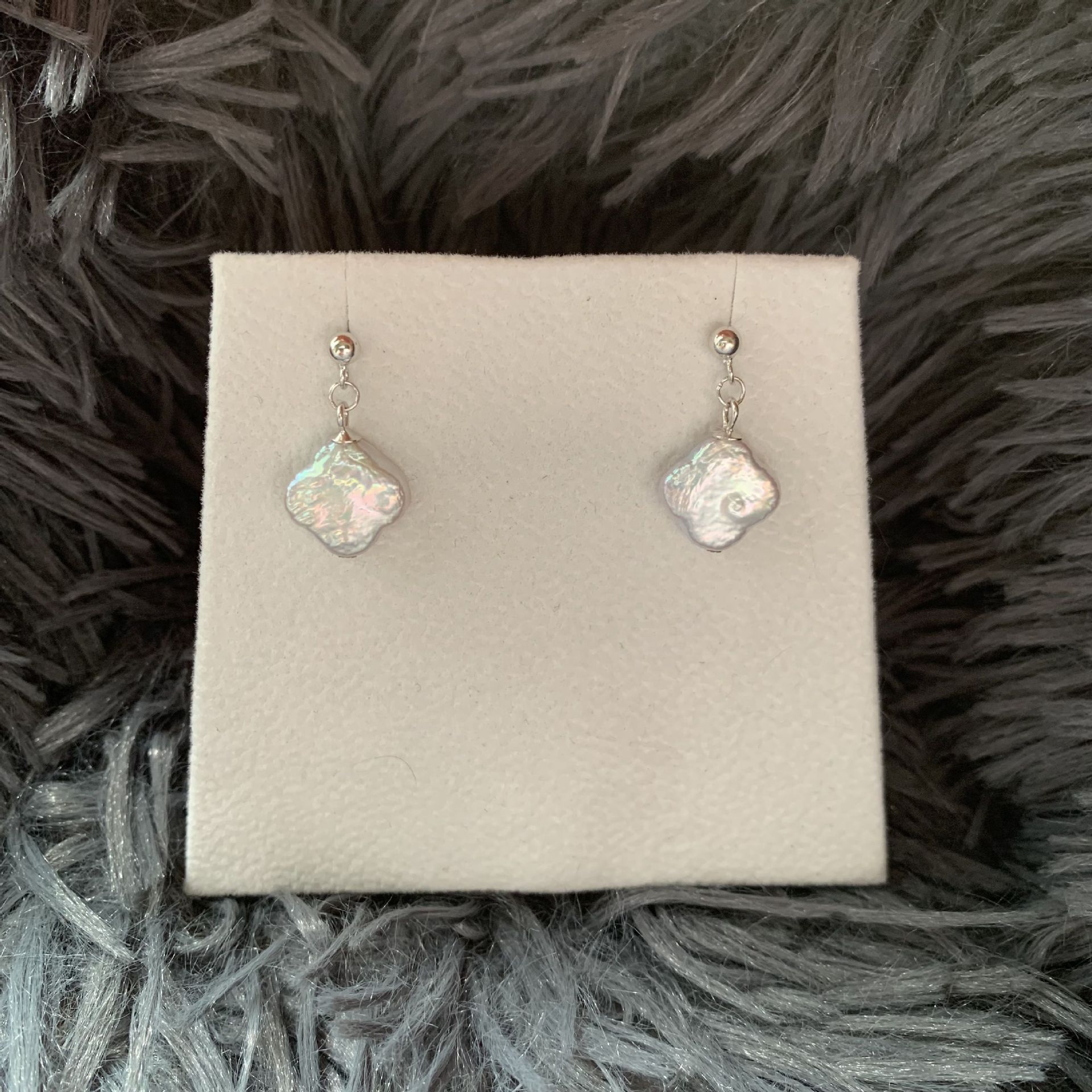 四叶草巴洛克蓝血s925银耳钉 淡水珍珠异形珍珠耳钉耳饰品-阿里巴巴