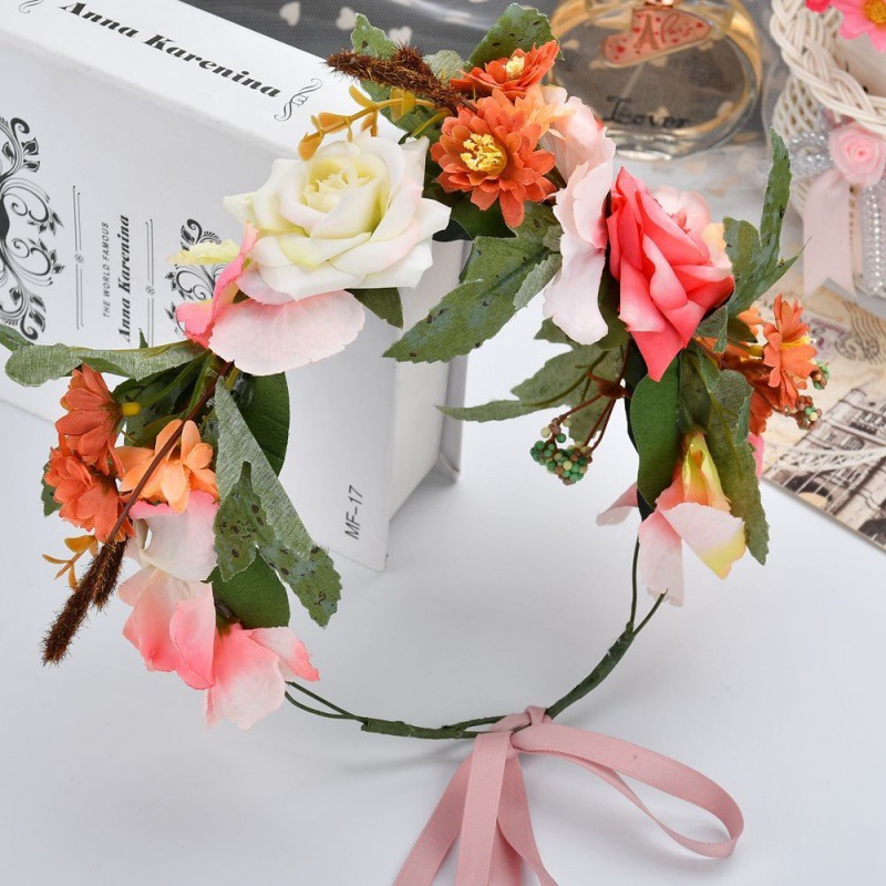 花环头饰批发森女新娘森系超仙新娘伴娘花头头花花圈厂家独立站