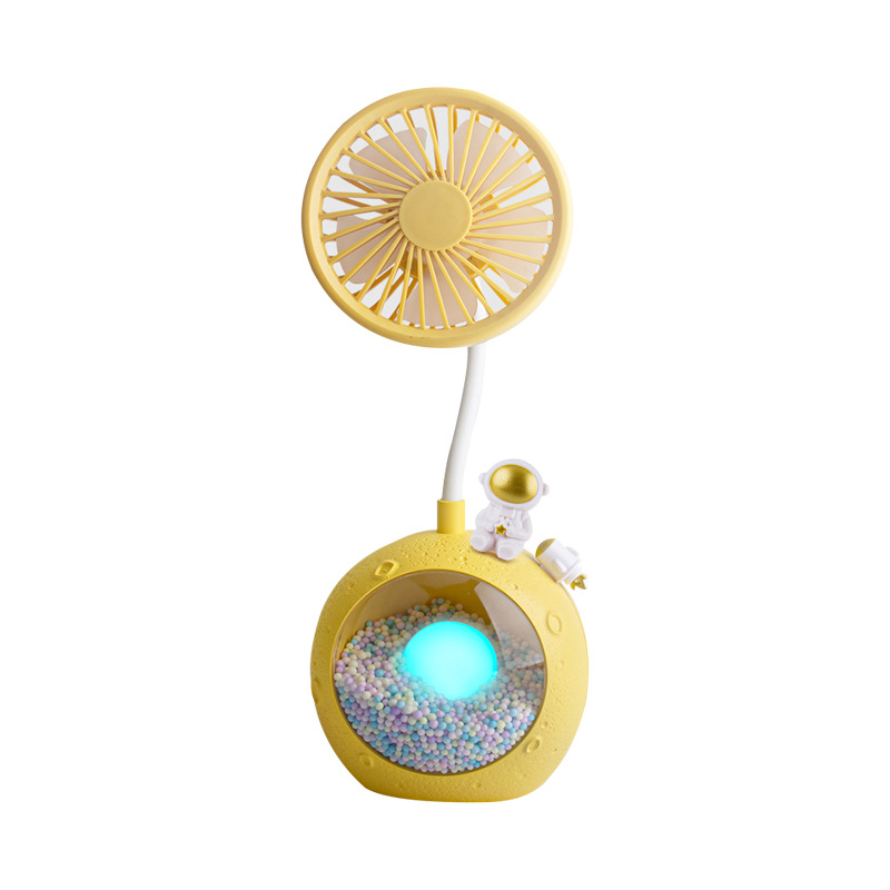 2023 New Cartoon Moon with Light Little Fan Usb Charging Portable Summer Bedroom Desktop Electric Fan