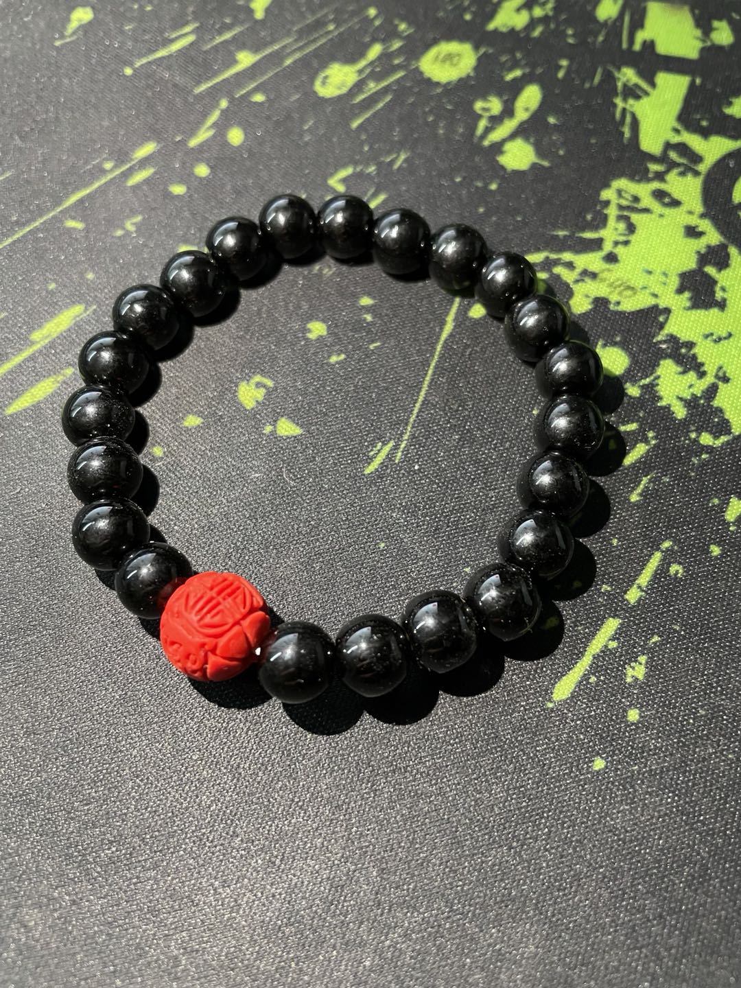 新款仿黑曜石朱砂手链 民族风情侣款朱砂手串 直播网红会销爆款