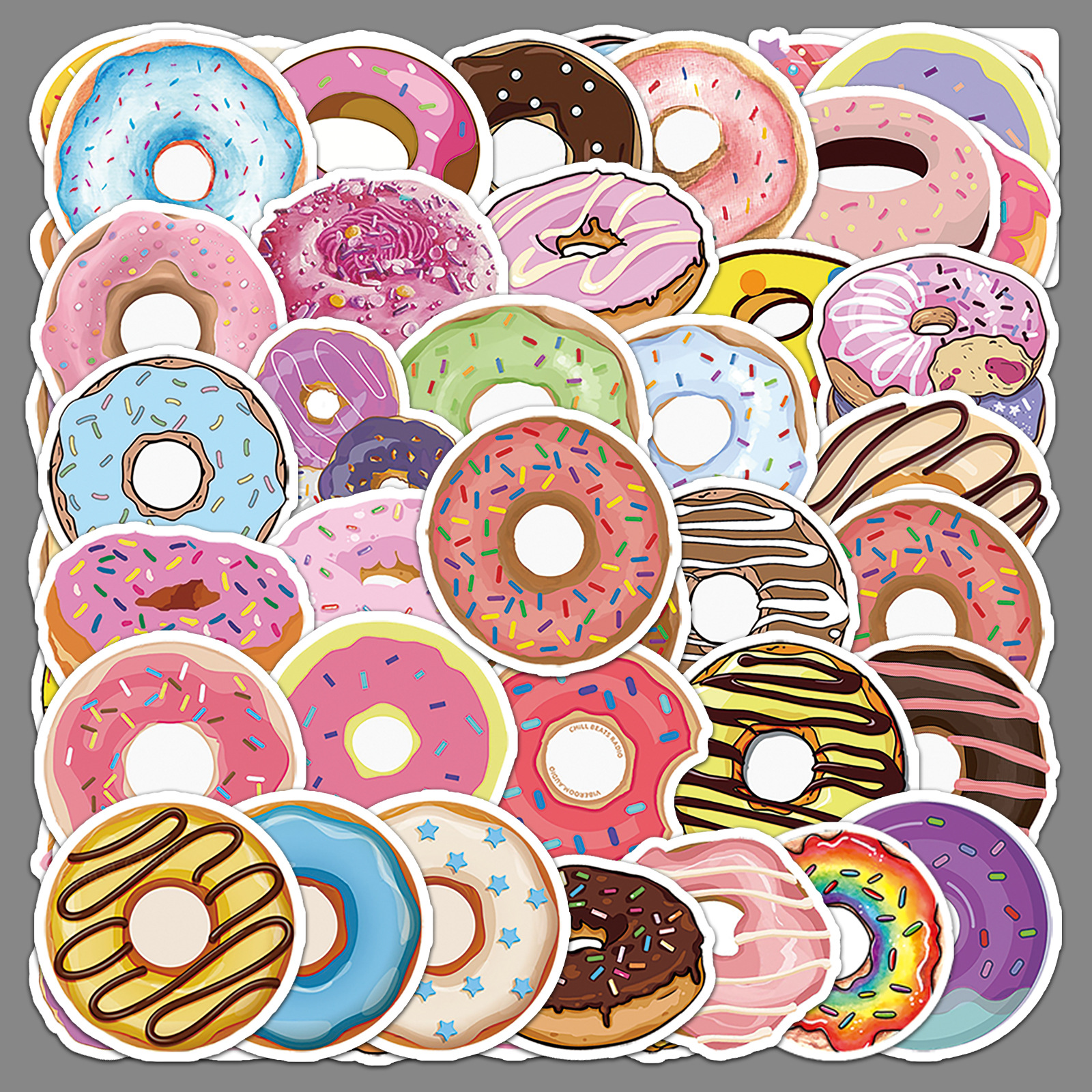 50张甜甜圈卡通贴纸滑板车行李箱贴纸 笔记本电脑汽车摩托车装饰