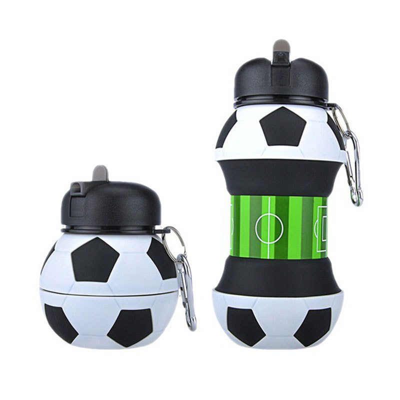 Outdoor Sports Bottle Household Silicone Folding Bottle Creative Student Portable Drop-Proof and Leak-Proof Children's Football Cup