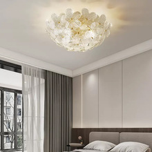 全铜卧室吸顶灯法式轻奢水晶玻璃灯简约大气房间书房高端新款灯具