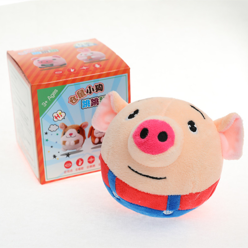 厂家货源抖音同款网红跳跳猪电动毛绒玩具唱歌学说话电动公仔批发