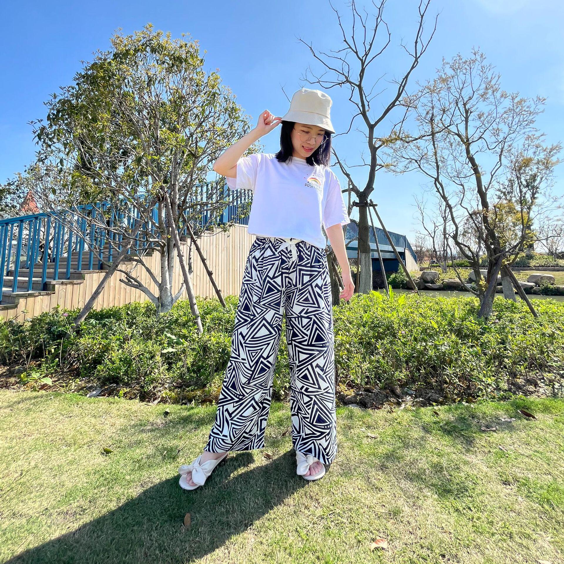 定制棉绸女士睡裤夏季网红绵绸休闲阔腿裤女士可外穿宽松大码长裤