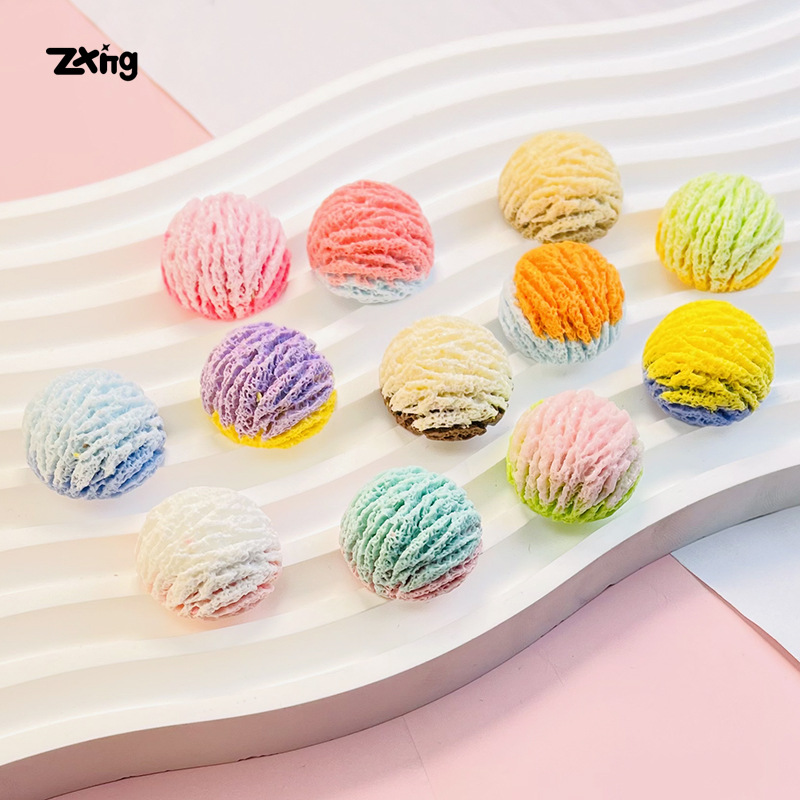 雪糕球卡通树脂diy配件双色冰淇淋球发夹立体装饰贴冰箱水杯文具