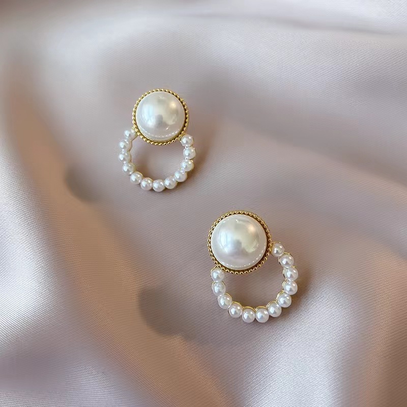 Pearl Stud Earrings Sterling Silver Needle Korean Style Graceful and Fashionable Personalized Minority Design Earrings