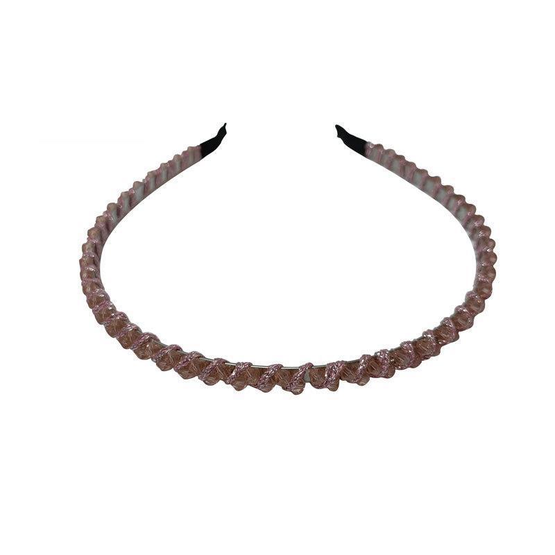 Korean Style Crystal Headband Hair Fixer Simple Face Washing Hair Accessories Beaded Winding Internet Celebrity Thin Rod Hairpin Fashion Headband Wholesale