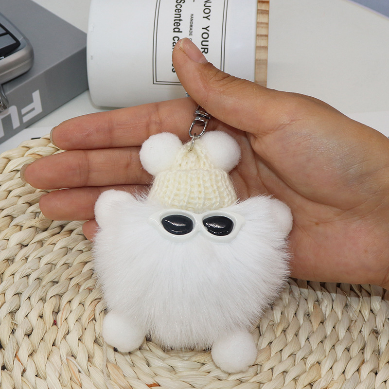 Imitation Plush Briquette Pendant Car Key Bag Cartoon Plush Doll Pendant Key Ring Cute Solid Color Accessories