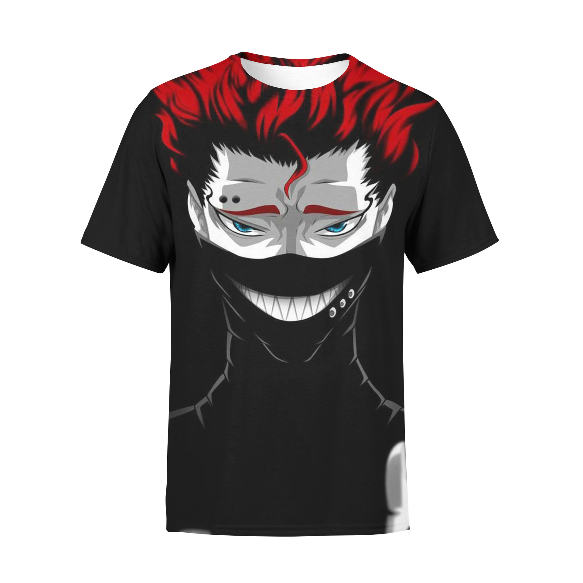 动漫黑色五叶草骑士四重奏3d印花跨境外贸欧码t恤宽松舒适厂家售