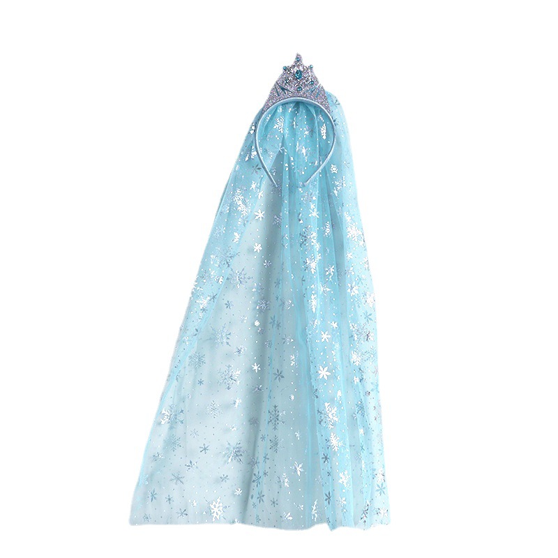 Frozen Princess Crown Hair Ornament Shawl Veil Headband Sequined Crystal Snowflake Magic Wand Factory Direct Sales